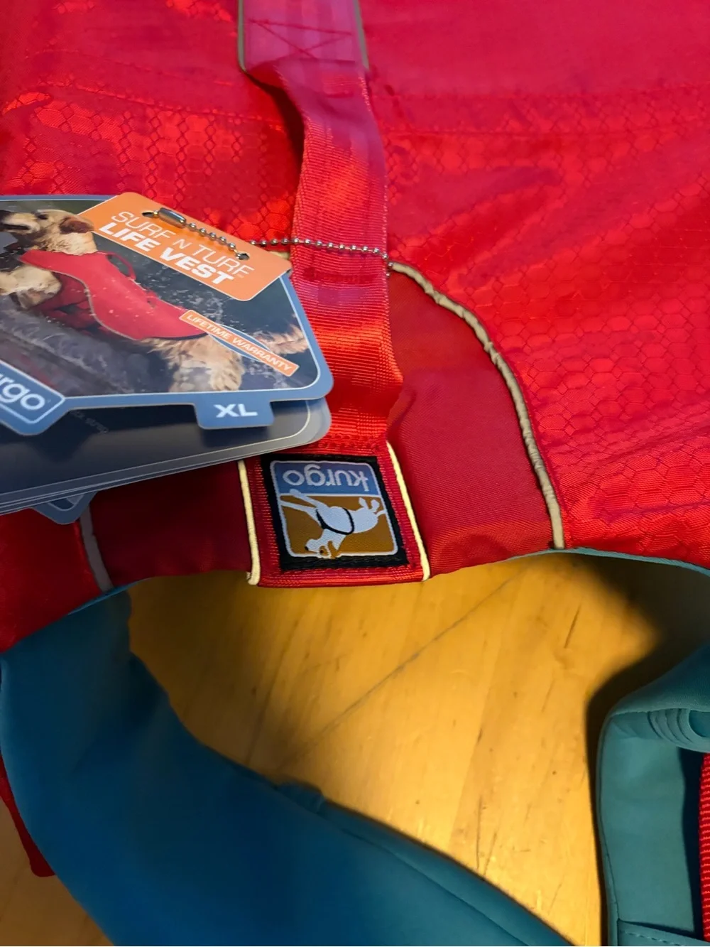 Kurgo Red Duffel Bag with Teal Handles